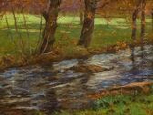 Autumn Brook Oil Painting by John Ferguson Weir