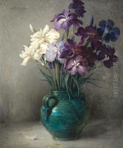 ''oriental Iris'' Oil Painting by John Ferguson Weir