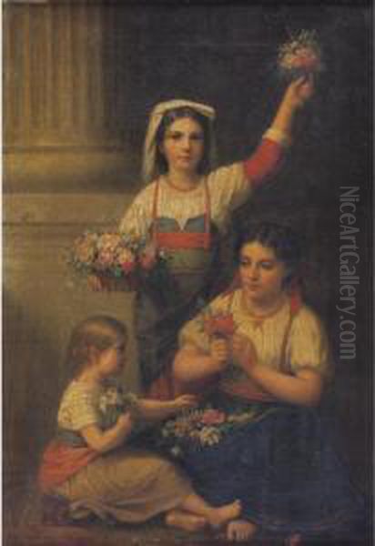 Flower Girls Oil Painting by Robert Walter Weir