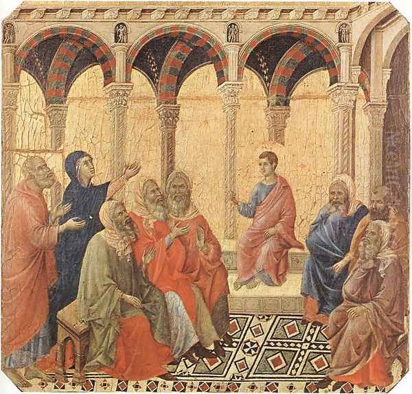 Disputation with the Doctors 1308-11 Oil Painting by Duccio Di Buoninsegna