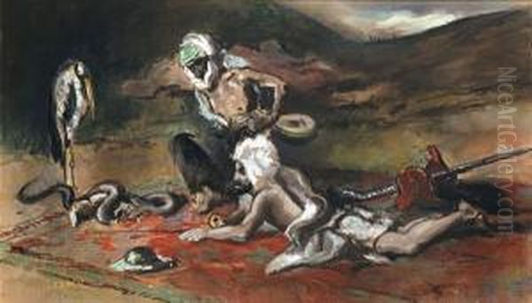 L'attaque Du Serpent Oil Painting by Albert Weisgerber