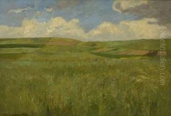 Weite Sommerlandschaft. Oil Painting by Viktor Weishaupt