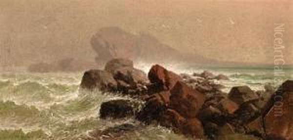 A Rocky Shore On The New England Coast Oil Painting by William H. Weisman