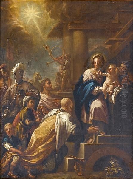 Adoration Of The Magi Oil Painting by Anton Weiss