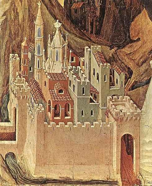 Temptation on the Mount (detail) Oil Painting by Duccio Di Buoninsegna