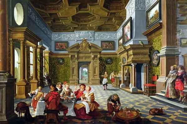 Interior of a Palatial Room 1622 Oil Painting by Bartholomeus Van Bassen