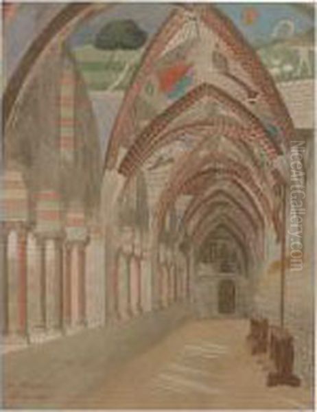 Il Chiostro Del Duomo Di Bressanone/brixen Oil Painting by Hermann Weiss