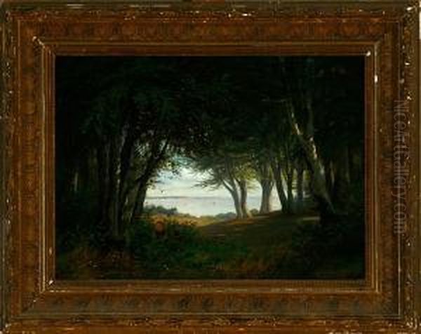 By The Edge Of A Wood Near The Great Sound I Denmark, Summer Oil Painting by Joseph Andreas Weiss