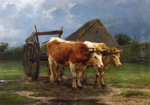 Oxen Pulling a Cart Oil Painting by Rosa Bonheur