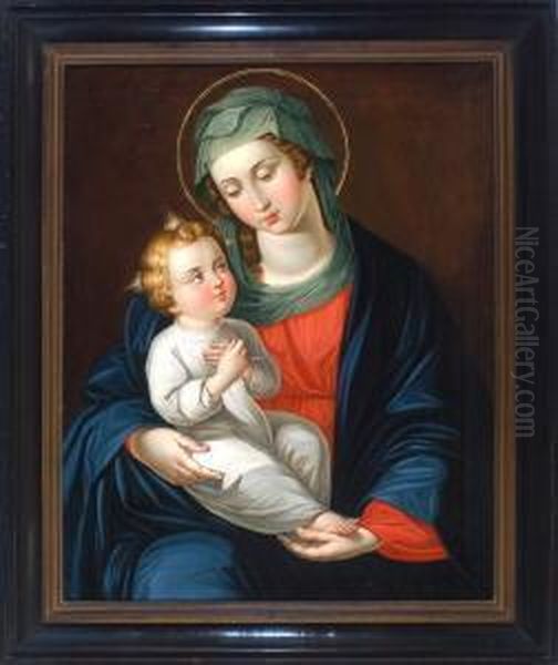 Madonna Mit Jesusknabe Oil Painting by Ludwig Caspar Weiss