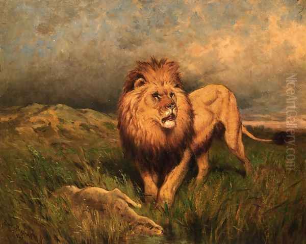 Lion and Prey Oil Painting by Rosa Bonheur