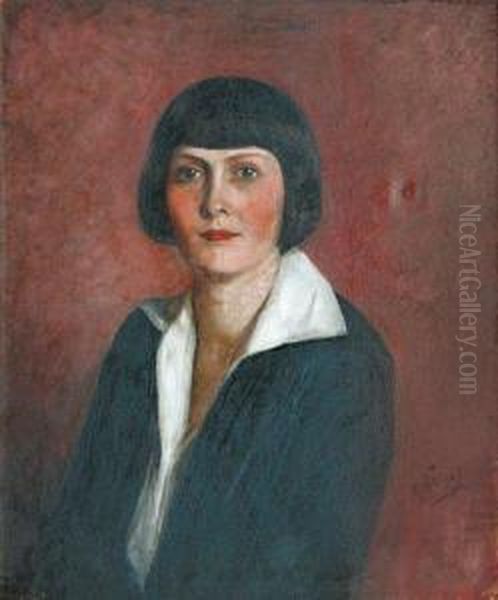 Portrait D'arletty Oil Painting by Rudolph Weiss