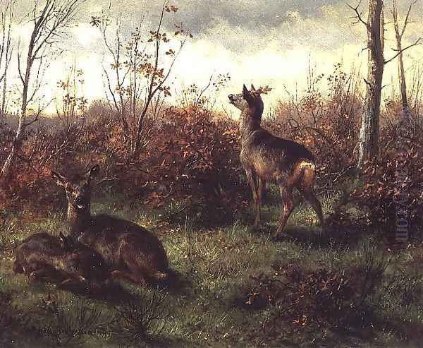 Roe Deer Oil Painting by Rosa Bonheur