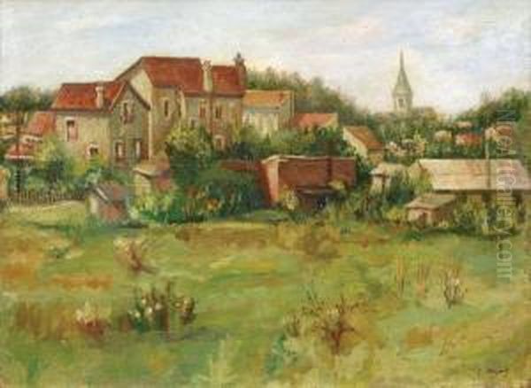 Village Au Clocher Oil Painting by Leon Weissberg