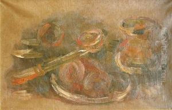 Nature Morte, Fruits Au Couteau Oil Painting by Leon Weissberg