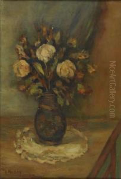 Bouquet Au Napperon Oil Painting by Leon Weissberg