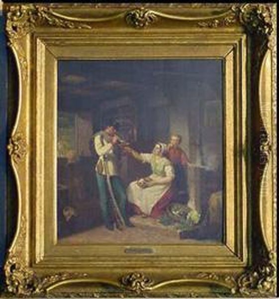 The Smoking Slipper Oil Painting by Karl Wilhelm Weissbrod