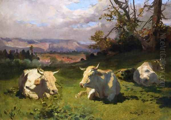 Cows Resting Oil Painting by Rosa Bonheur