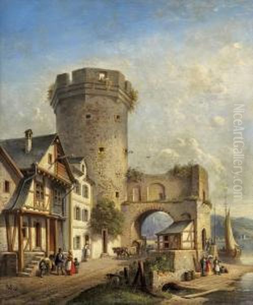 Ein Stadttor Amrhein Oil Painting by Jan Weissenbruch