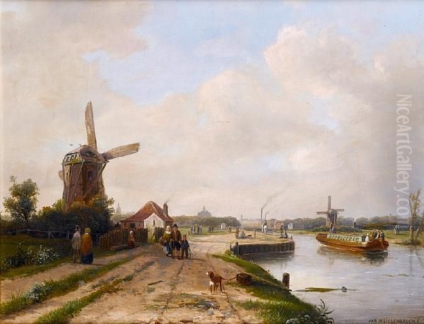 Haarlem With Saint Bavo Cathedral In Thebackground Oil Painting by Jan Weissenbruch