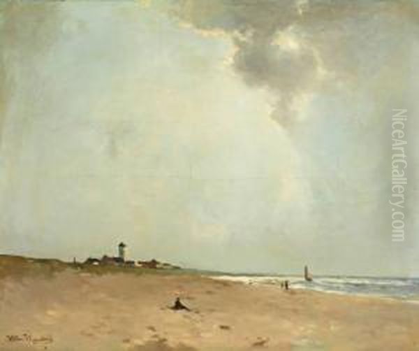 Een Dag Op Het Strand Bij Katwijk Aan Zee Oil Painting by Willem Johannes Weissenbruch