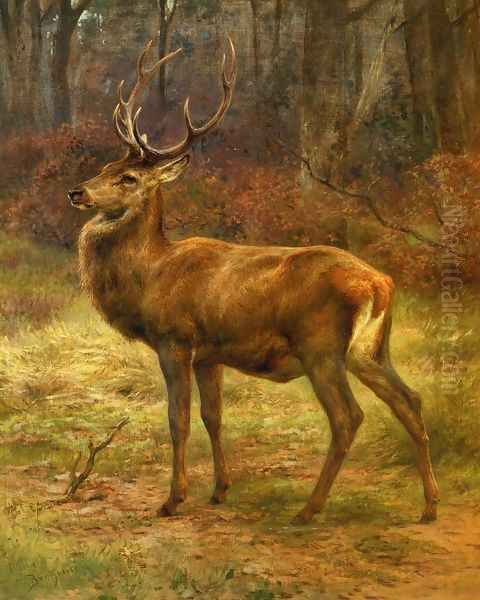 Stag in an Autumn Landscape Oil Painting by Rosa Bonheur