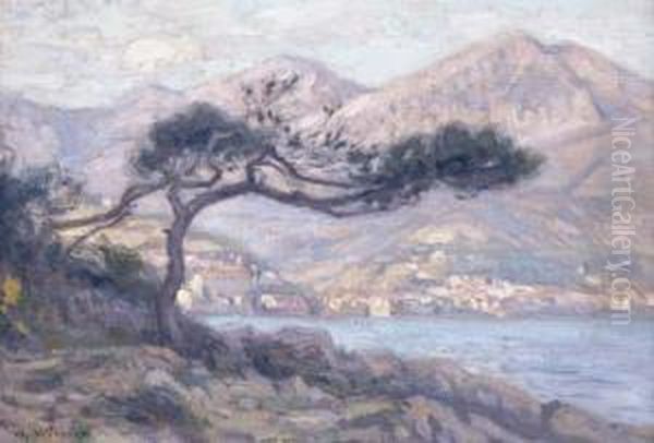 Cote D'azur Oil Painting by Charles Louis Aug. Weisser