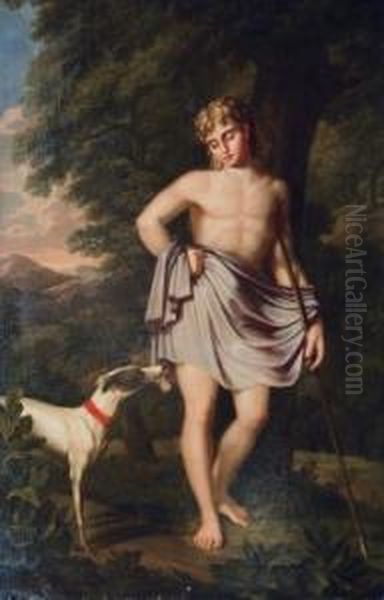 Adonis Mit Hund Oil Painting by Friedrich Georg Weitsch