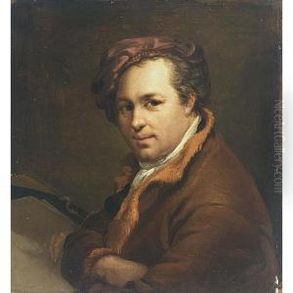 A Self Portrait Oil Painting by Friedrich Georg Weitsch