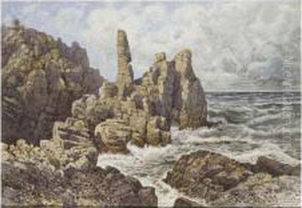 The Cliffs Of Lyse On The Island Of Bornholm, Denmark Oil Painting by Julius Richard Weixlgartner