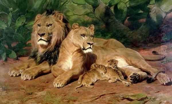 The Lion at Home 1881 Oil Painting by Rosa Bonheur