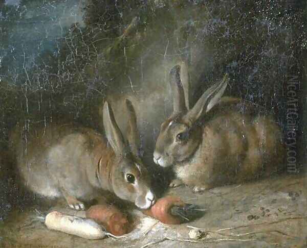 Rabbits Oil Painting by Rosa Bonheur