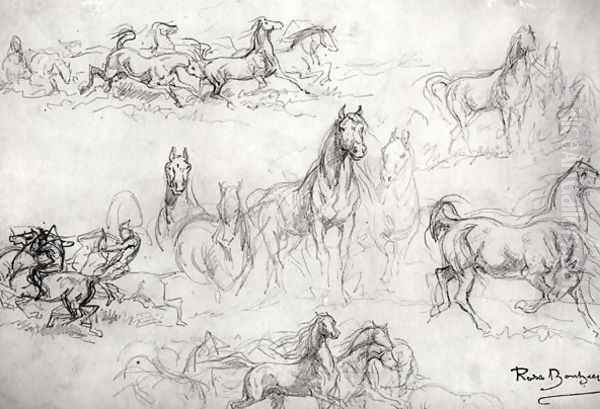 Study of Horses Oil Painting by Rosa Bonheur