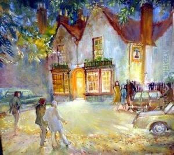 The Bell Inn At Night Oil Painting by Irene A. Welburn