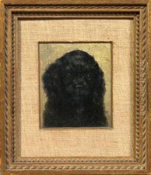 Charming Portrait Of A Black-haired Cocker Spaniel Puppy Oil Painting by Ludmilla P. Welch