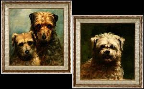 Two Dog Oil Painting by Ludmilla P. Welch