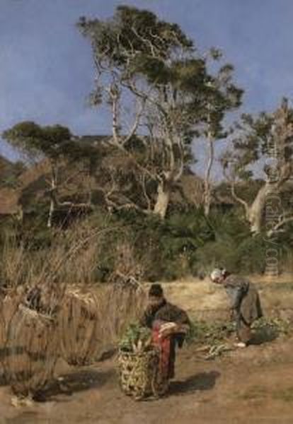 Farm Yard, Japan Oil Painting by Charles Dater Weldon