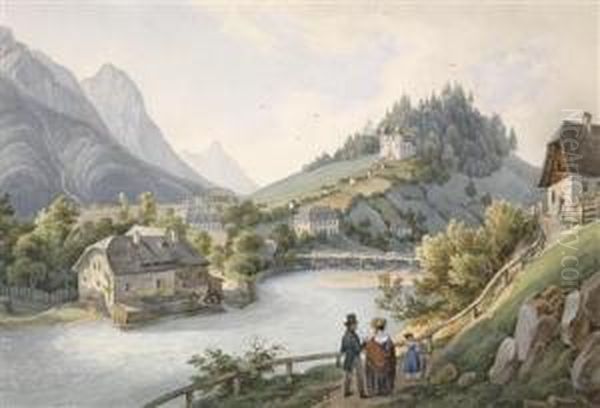 A Motif From Bad Ischl Oil Painting by Ernst Welker