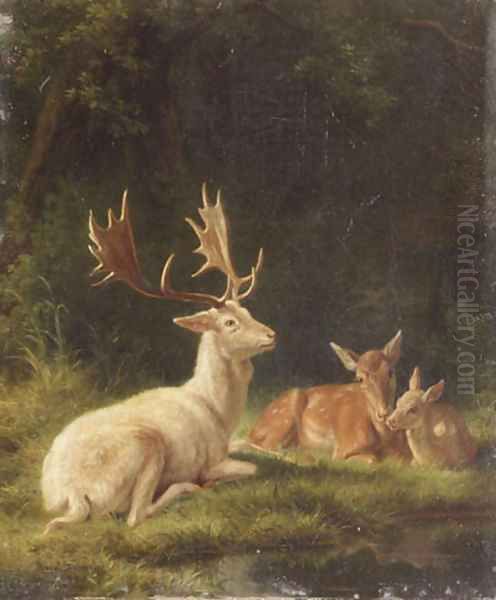 Deer in a Landscape Oil Painting by Rosa Bonheur