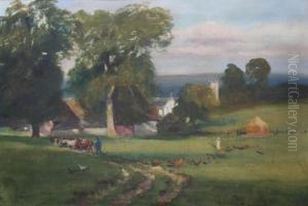 Melbury House Farm, Dorset Oil Painting by Edward Francis Wells