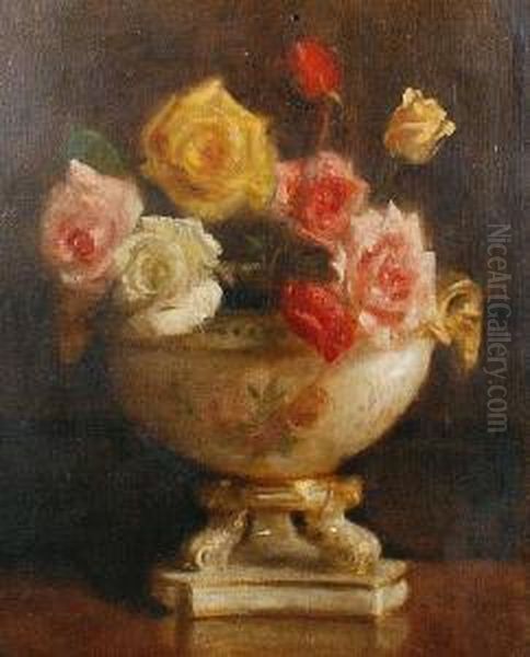 Still Life Of Flowers Oil Painting by Edward Francis Wells