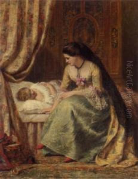 Bedtime Stories Oil Painting by George Wells