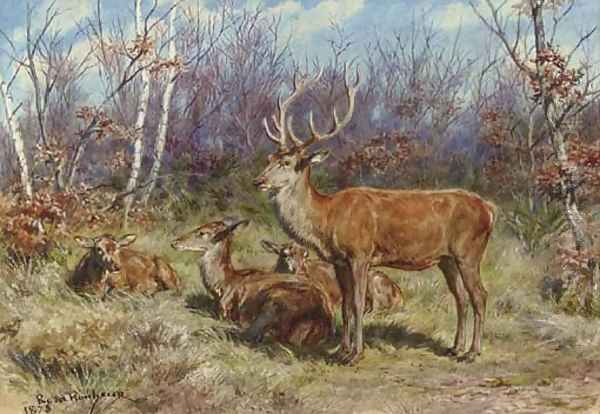 A Buck and Doe in the Forest Oil Painting by Rosa Bonheur