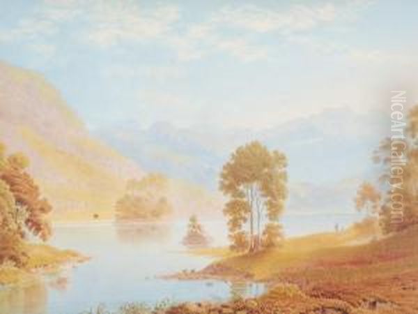 A View In The Lake District Oil Painting by William Frederick Wells