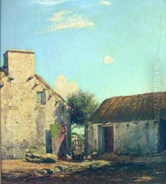 A Corner Of The Farmyard Oil Painting by William Page Atkinson Wells