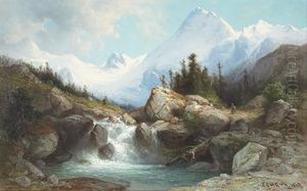 The Berniner Pass; Top Of The Berniner Pass (a Pair) Oil Painting by Karl Friedrich Ch. Welsch