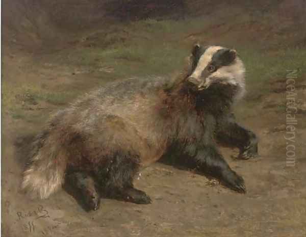 A resting badger Oil Painting by Rosa Bonheur