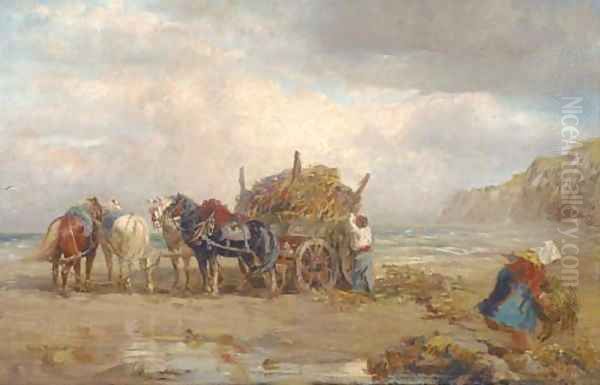 Loading seaweed on the beach Oil Painting by Rosa Bonheur