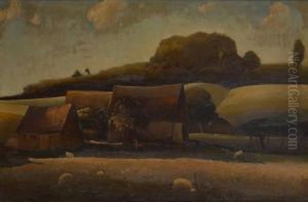 Paysage Avec Fermes Oil Painting by Ernest Welvaert