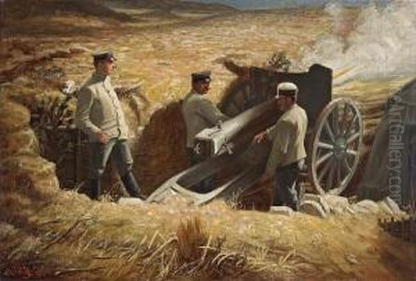 In The German Trenches Oil Painting by Carl Welz